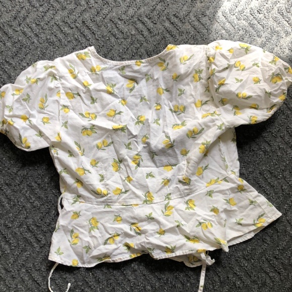 Primark Floral Wrap Blouse - White and Yellow - Picture 6 of 9